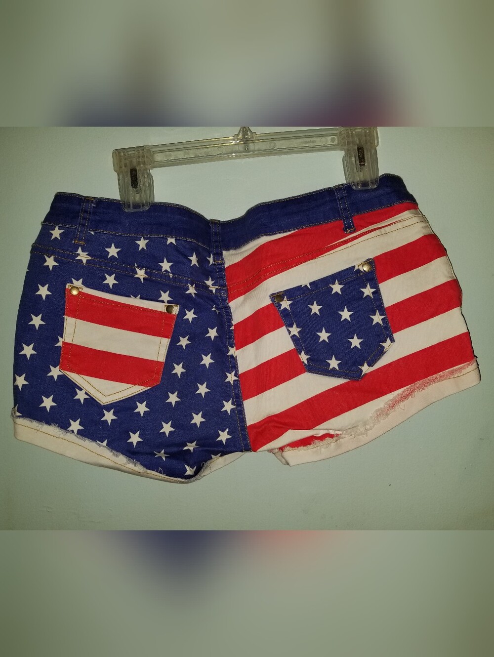 Tipsy Elves Red White Blue Denim American Flag Shorts 5 Pocket Design